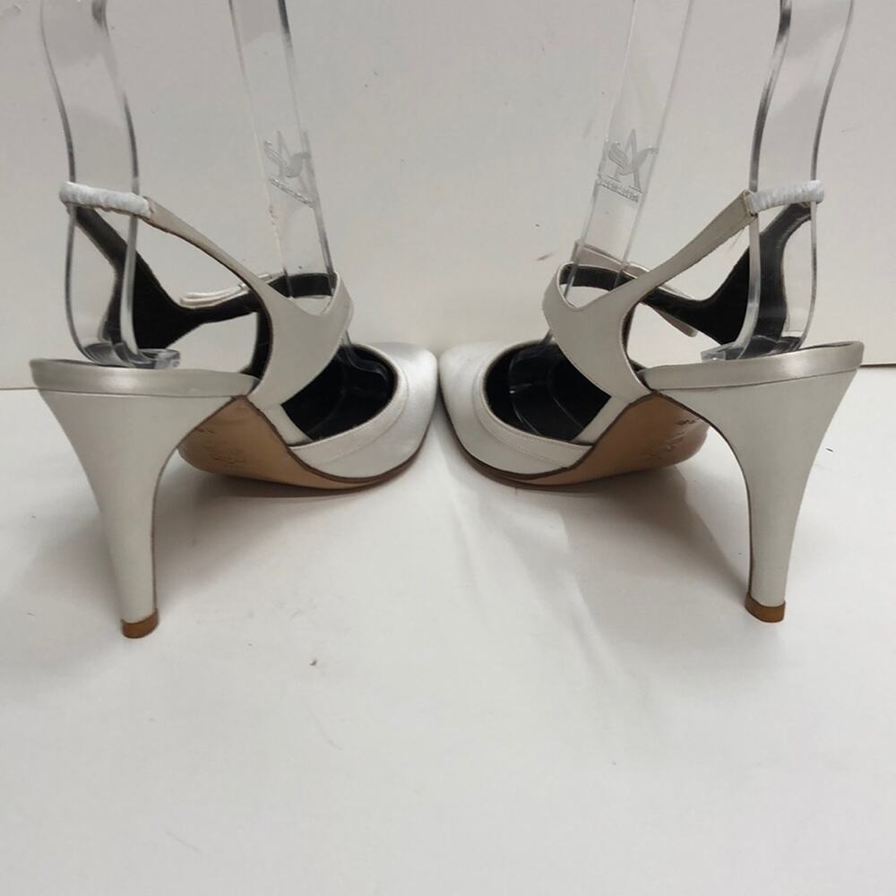 DiSandro Made in Italy White Satin Sling Back Pump - Picture 3 of 4
